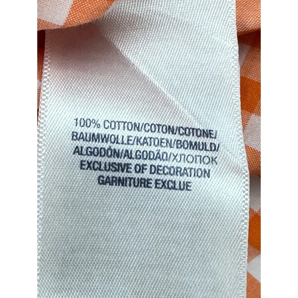 Ralph Lauren Boys Orange White Gingham‎ Short Sleeve Button Down Shirt Size 6